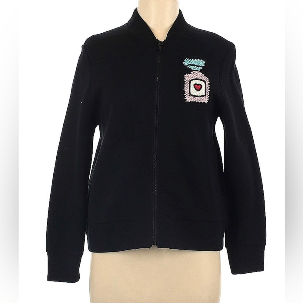Michaela Buerger ‘I Love Paris’ Zip Up Sweatshirt Bomber Jacket Embellished sz M